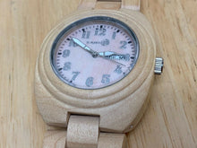 Load image into Gallery viewer, Unused Earth Men Light Solid Wood Analog Quartz Watch Hours~Day Date~New Battery