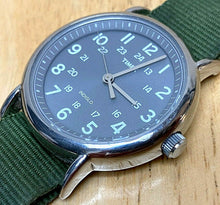 Load image into Gallery viewer, Timex Weekender Indiglo Men Silver Green Band Analog Quartz Watch Hours~New Batt