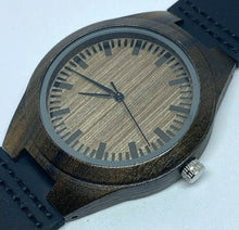 Load image into Gallery viewer, Dad To Son Mens Brown Solid Wood Leather Analog Quartz Watch Hours~New Battery