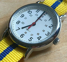 Load image into Gallery viewer, Timex Weekender Indiglo Mens Silver White Analog Quartz Watch Hours~New Battery