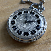Load image into Gallery viewer, Vintage Hanover Lady Silver Fancy Dial Swiss Made Hand Wind Mechanical Pendant Necklace Pocket Watch Hours