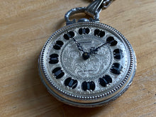 Load image into Gallery viewer, Vintage Hanover Lady Silver Fancy Dial Swiss Made Hand Wind Mechanical Pendant Necklace Pocket Watch Hours
