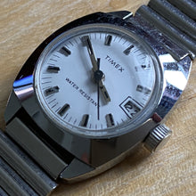 Load image into Gallery viewer, Vintage Timex Lady Classic Silver White Hand-Wind Mechanical Watch Hours~Date