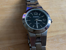 Load image into Gallery viewer, Fossil AM-4194 Lady 100m All Steel Silver Black Analog Quartz Watch Hours~Date~New Battery