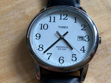 Load image into Gallery viewer, Timex Indiglo Mens 30m WR Classic Silver White Leather Analog Quartz Watch Hours~Date~New Battery