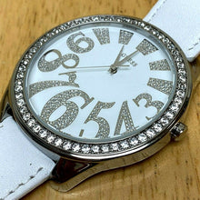 Load image into Gallery viewer, Unused GUESS Lady Large Face Rhinestone Leather Analog Quartz Watch Hour~New Bat
