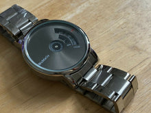 Load image into Gallery viewer, Unused WoMaGe Mens Jump Hour Silver Black Analog Quartz Watch Hours~New Battery
