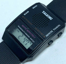 Load image into Gallery viewer, Unused Men Black LCD Digital Quartz English Talking Watch Hours~Date~New Battery
