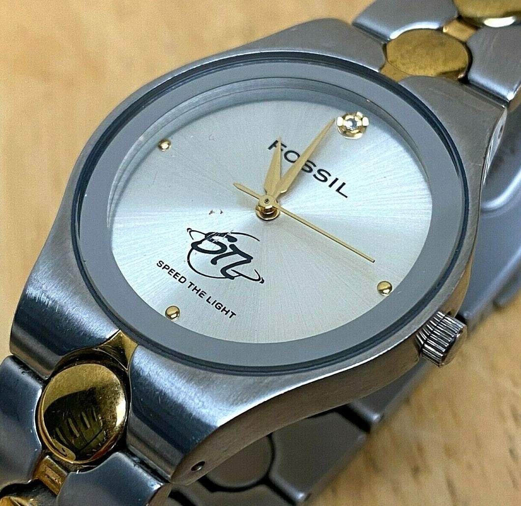 Fossil PR-5152 SN Logo Men 50m Dual Tone Steel Analog Quartz Watch Hour~New Batt