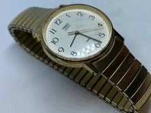 Load image into Gallery viewer, Vintage Timex Men Classic Gold-White Stretch Analog Quartz Watch Hour~New Batter
