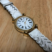 Load image into Gallery viewer, Vintage Guess Mens Gold Tone Leather Roman Analog Quartz Watch Hours~New Battery
