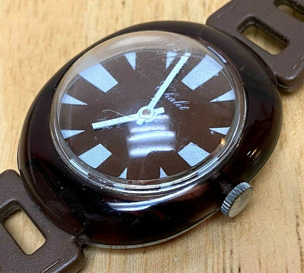 Vintage Chalet Men Lady High Dome Bubble Swiss Hand-Wind Mechanical Watch Hours