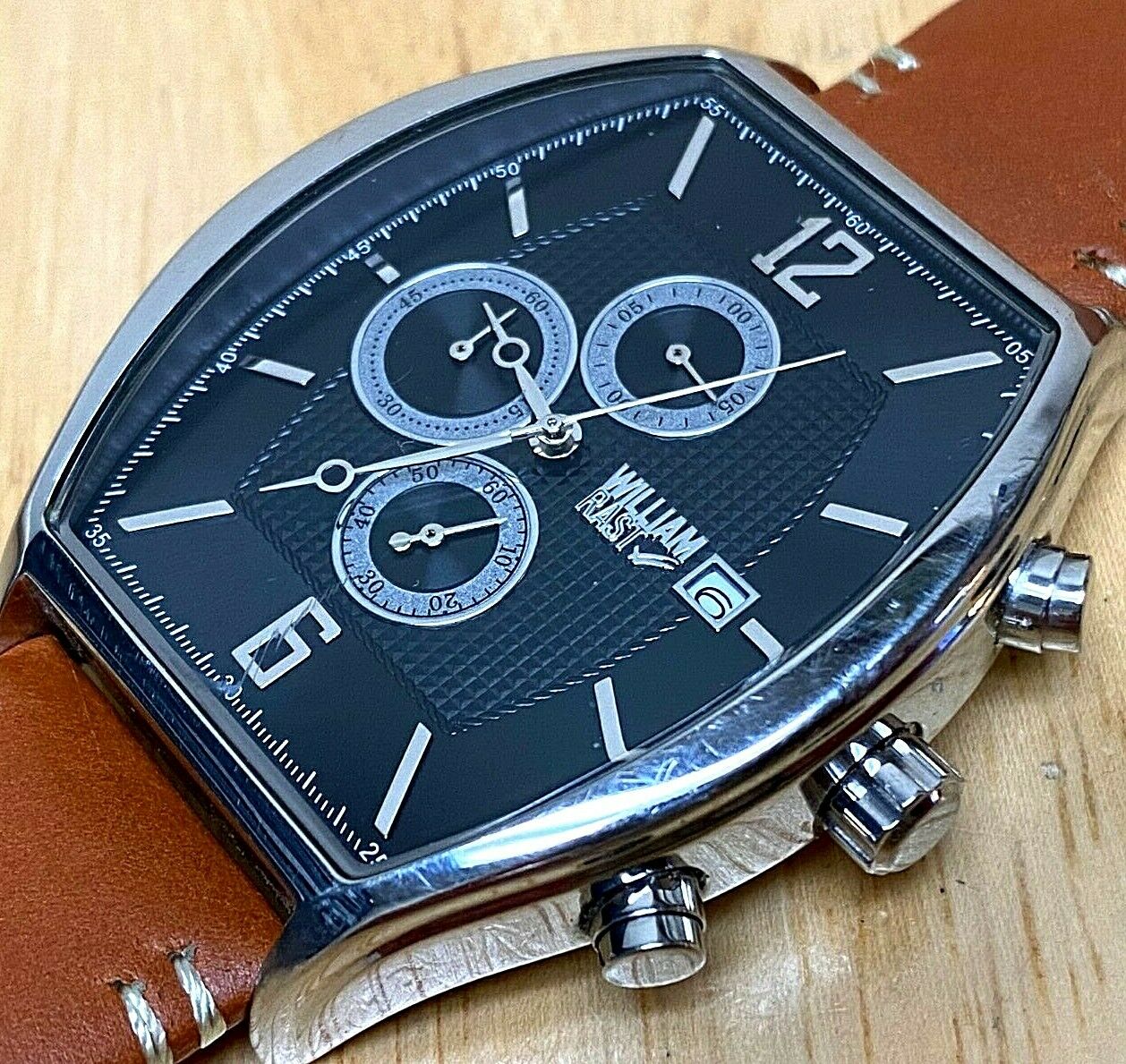 William Rast Men Silver Steel Chronograph Analog Quartz Watch Hour~Dat ...