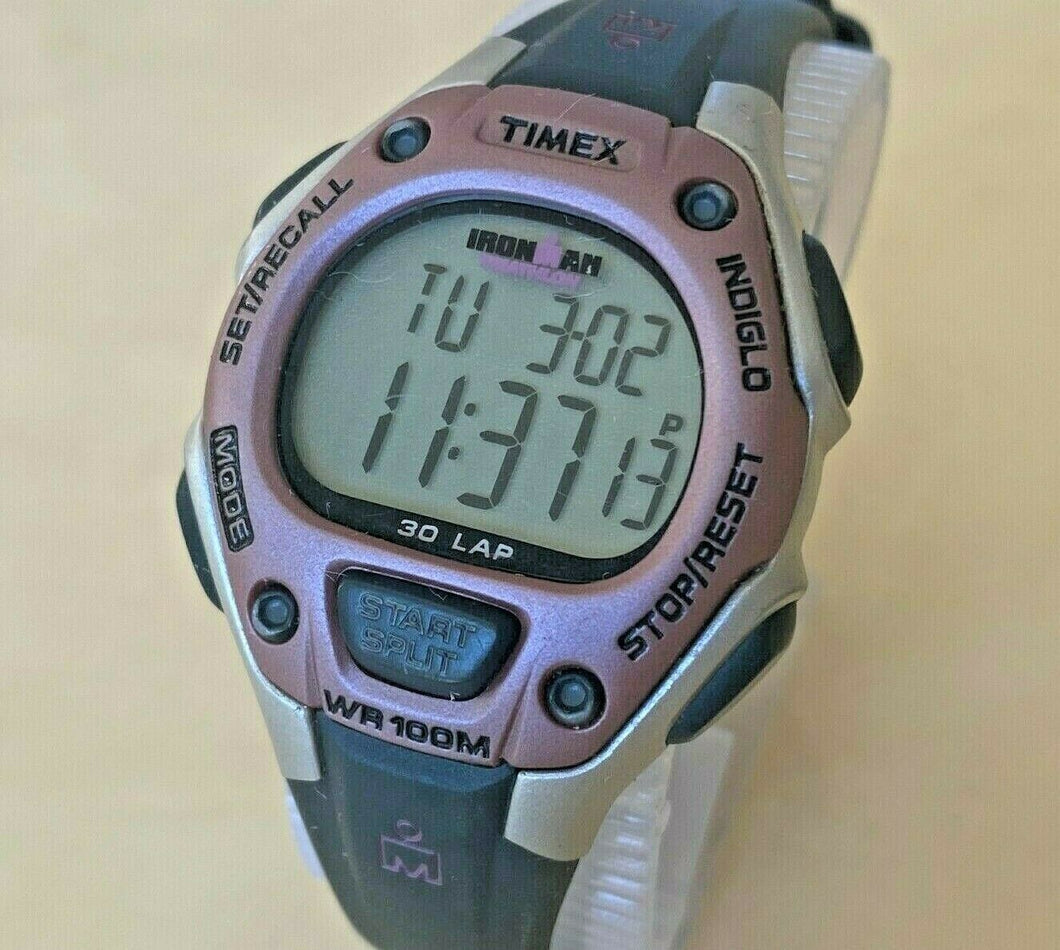 Timex Ironman Indiglo Lady 100m Silver Digital Alarm Chrono Watch Hours~New Batt