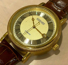 Load image into Gallery viewer, Kessaris Mens Gold Tone Fluted Bezel Roman Self-Wind Automatic Watch Hours~Date
