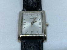 Load image into Gallery viewer, Unused Bulova 96T59 Lady Silver Rectangle Leather Quartz Watch Hours~New Battery
