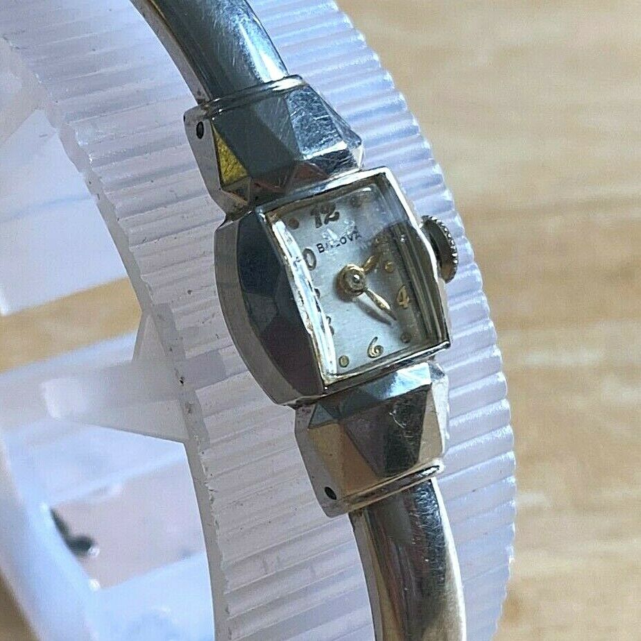 Vintage Bulova Lady 10k GF 1/10 GF Cuff Bangle Hand-Wind Mechanical Watch Hours