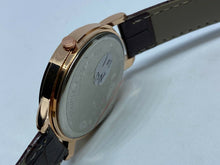 Load image into Gallery viewer, Unused Mreurio Mens Rose Gold Tone Leather Analog Quartz Watch Hours~New Battery
