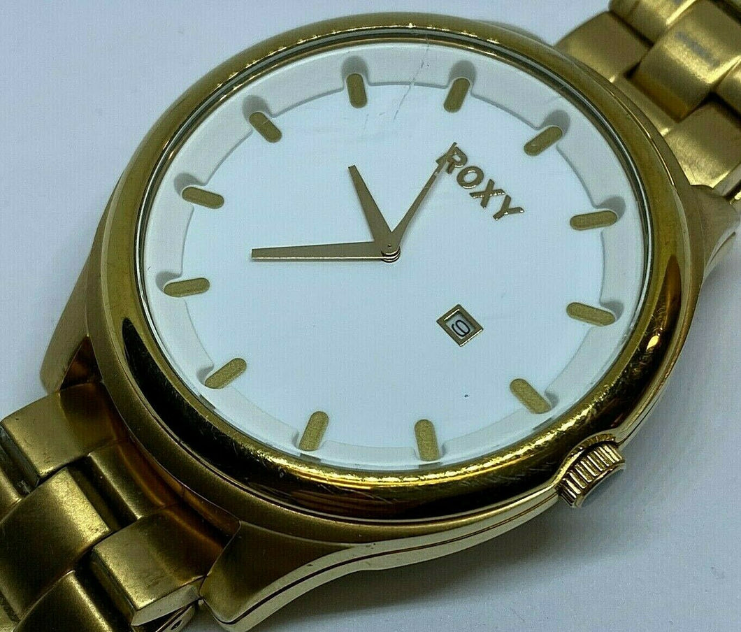 Roxy Mistress Mens 100m Heavy Steel Analog Quartz Watch Hours~Date~New Battery
