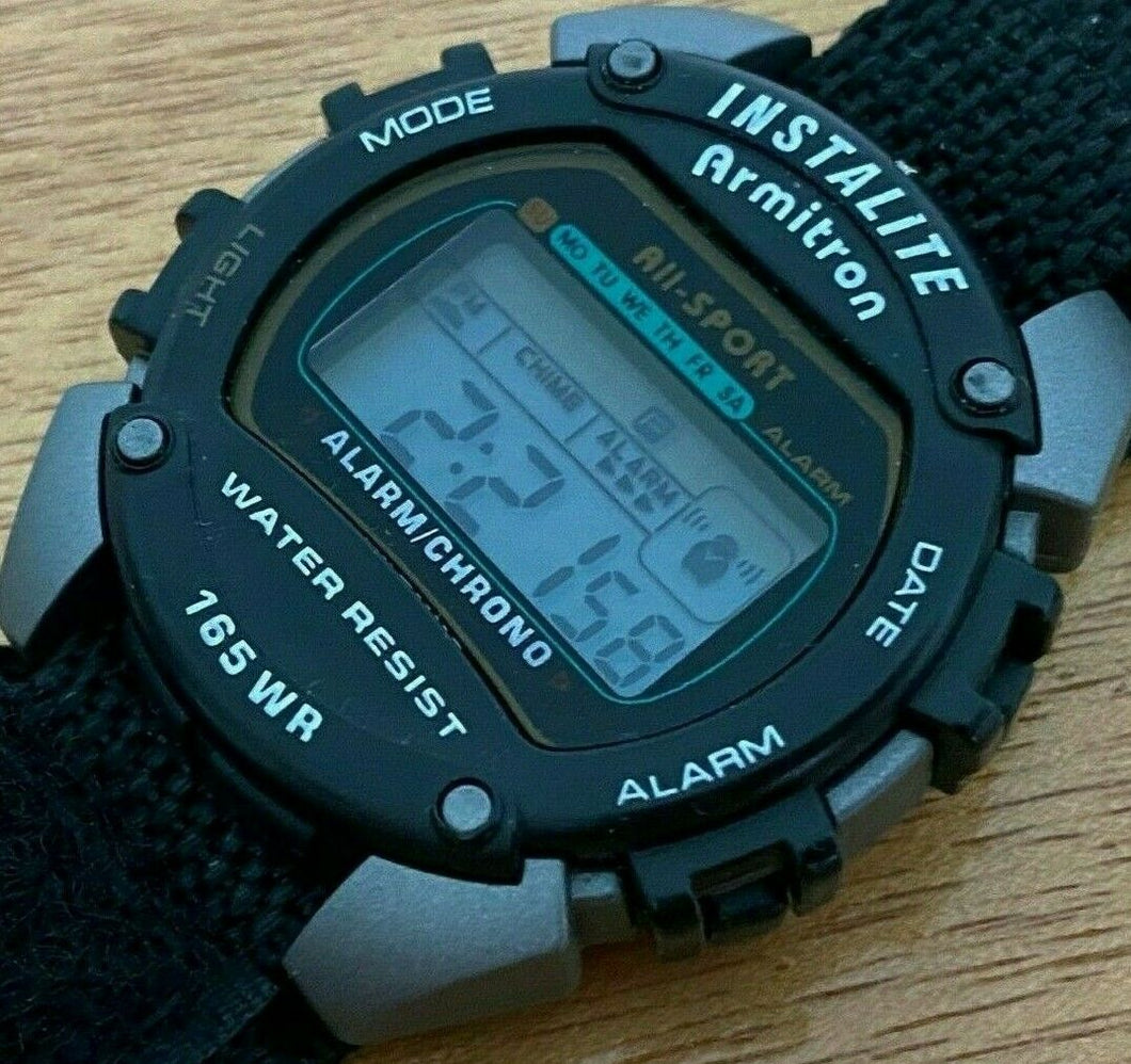 Vintage Armitron 40/6623 Men 50m Nylon Digital Alarm Chrono Watch Hours~New Batt