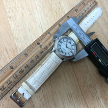 Load image into Gallery viewer, GUESS Steel Lady Silver Rhinestone Leather Analog Quartz Watch Hours~New Battery

