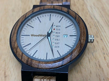Load image into Gallery viewer, Nice Woodwelt Mens Solid Wood Analog Quartz Watch Hours~Day Date~New Battery
