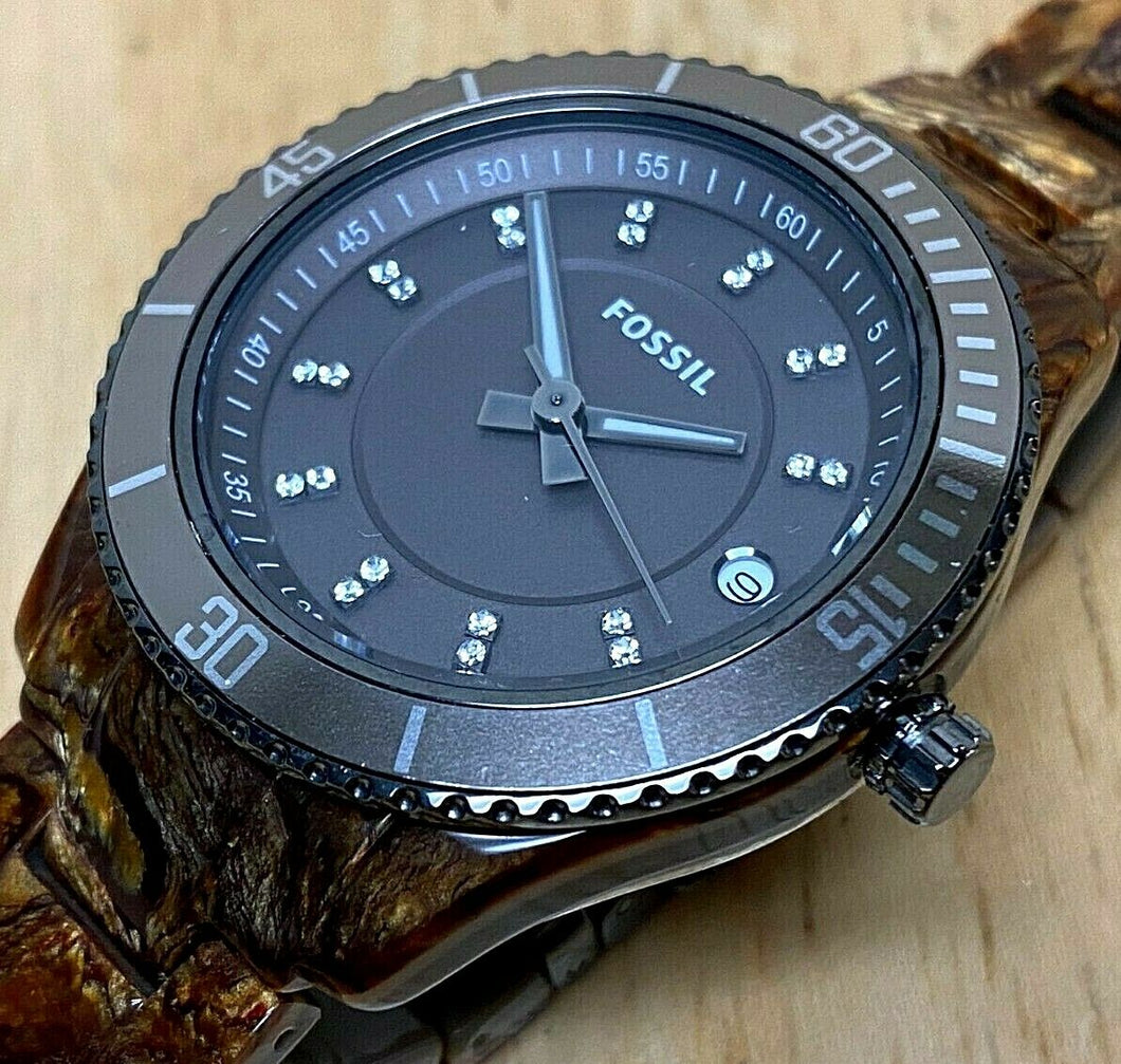 Fossil ES-3087 Lady 50m Faux Marble Analog Quartz Watch Hours~Date~New Battery