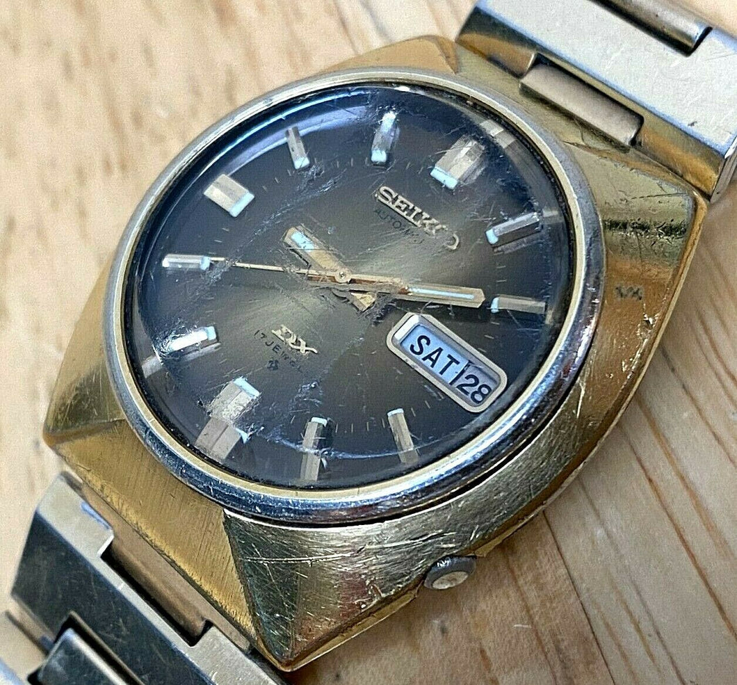 Vintage Seiko DX 6106 Men 17J Gold Tone Self-Wind Automatic Watch Hours~Day Date