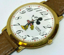 Load image into Gallery viewer, Vintage Lorus V501 Disney Mickey Large Gold Tone Quartz Watch Hours~New Battery
