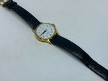 Load image into Gallery viewer, VTG Timex Lady Classic Gold Tone White Leather Hand-Wind Mechanical Watch Hours
