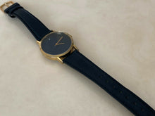 Load image into Gallery viewer, Vintage Acent Mens Classic Gold-Black Leather Hand Wind Mechanical Watch Hours
