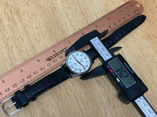 Load image into Gallery viewer, Timex Indiglo Men Silver White Leather Analog Quartz Watch Hour~Date~New Battery
