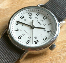 Load image into Gallery viewer, Timex Weekender Men Silver White Gray Band Analog Quartz Watch Hours~New Battery
