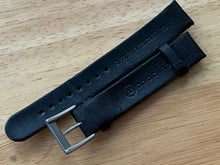 Load image into Gallery viewer, Original Mondaine Black Leather Hook Clasp Watch Band Strap ~ 16mm Straight Lug
