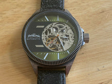 Load image into Gallery viewer, Lucky Brand TY2807SV Men Skeleton Silver Leather Automatic Self-Wind Watch hours
