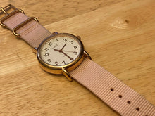 Load image into Gallery viewer, Timex Indiglo Men 30m Rose Gold White Leather Analog Quartz Watch Hours~New Batt
