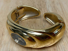 Load image into Gallery viewer, Gruen Lady Gold Tone Black Beefy Cuff Bangle Analog Quartz Watch Hour~New Batter
