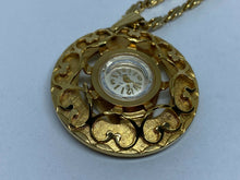 Load image into Gallery viewer, VTG Andre Bouchard Lady Gold Tone Hand-Wind Necklace Pendant Pocket Watch Hours
