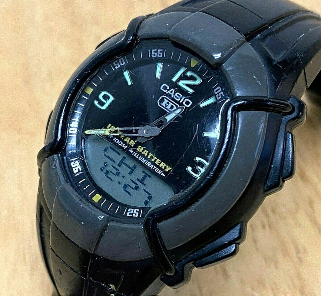 CASIO HD HDC-600 Mens 100m Analog Digital Alarm Chrono Watch Hours~New Battery