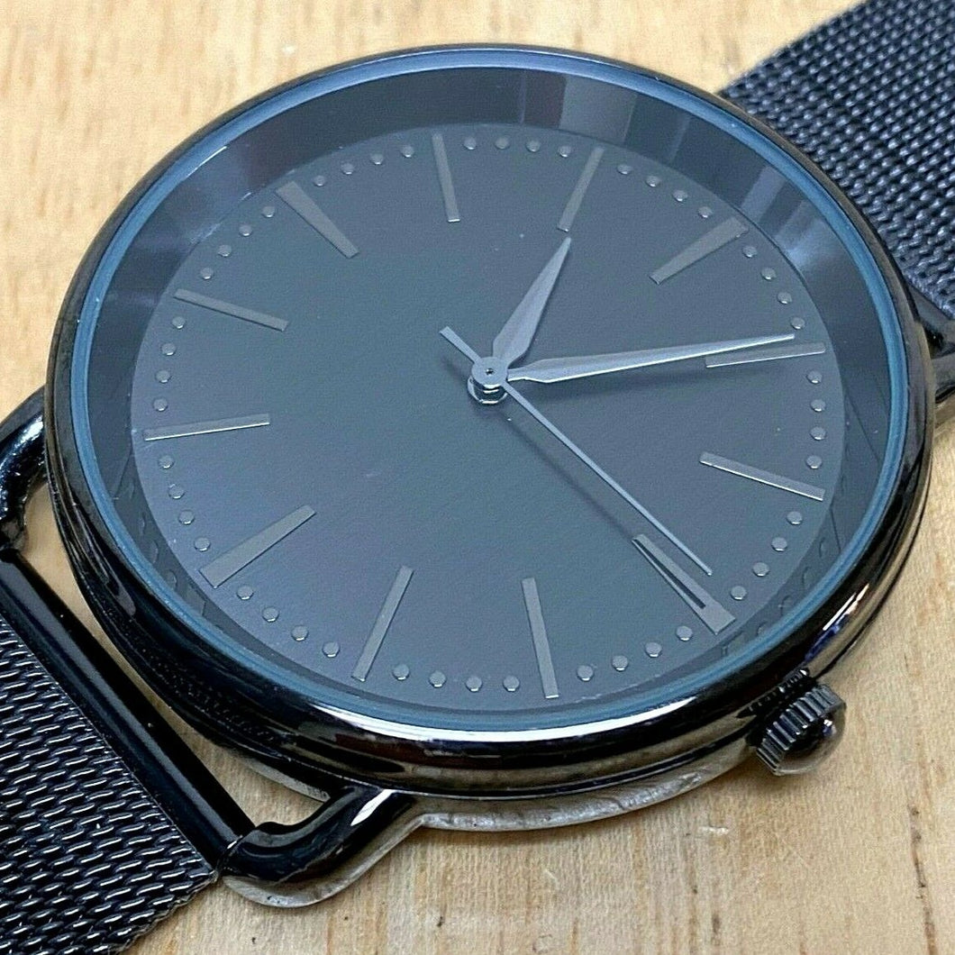 FMD Men Japan Movt Classic Black Mesh Band Analog Quartz Watch Hours~New Battery