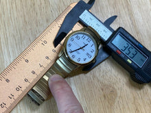 Load image into Gallery viewer, Timex Indiglo Mens 30m Gold-White Stretch Analog Quartz Watch Hours~New Battery
