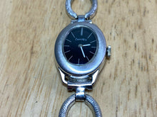 Load image into Gallery viewer, Vintage ZentRa Lady 17J Silver Black Oval Hand-Winding Mechanical Watch Hours
