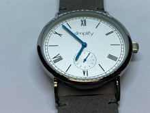 Load image into Gallery viewer, Simplify Men 30m Small Second Silver Leather Analog Quartz Watch Hour~New Batter
