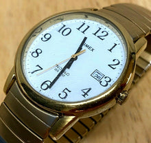Load image into Gallery viewer, Timex Indiglo Men 30m Gold-White Stretch Analog Quartz Watch Hours~Date~New Batt
