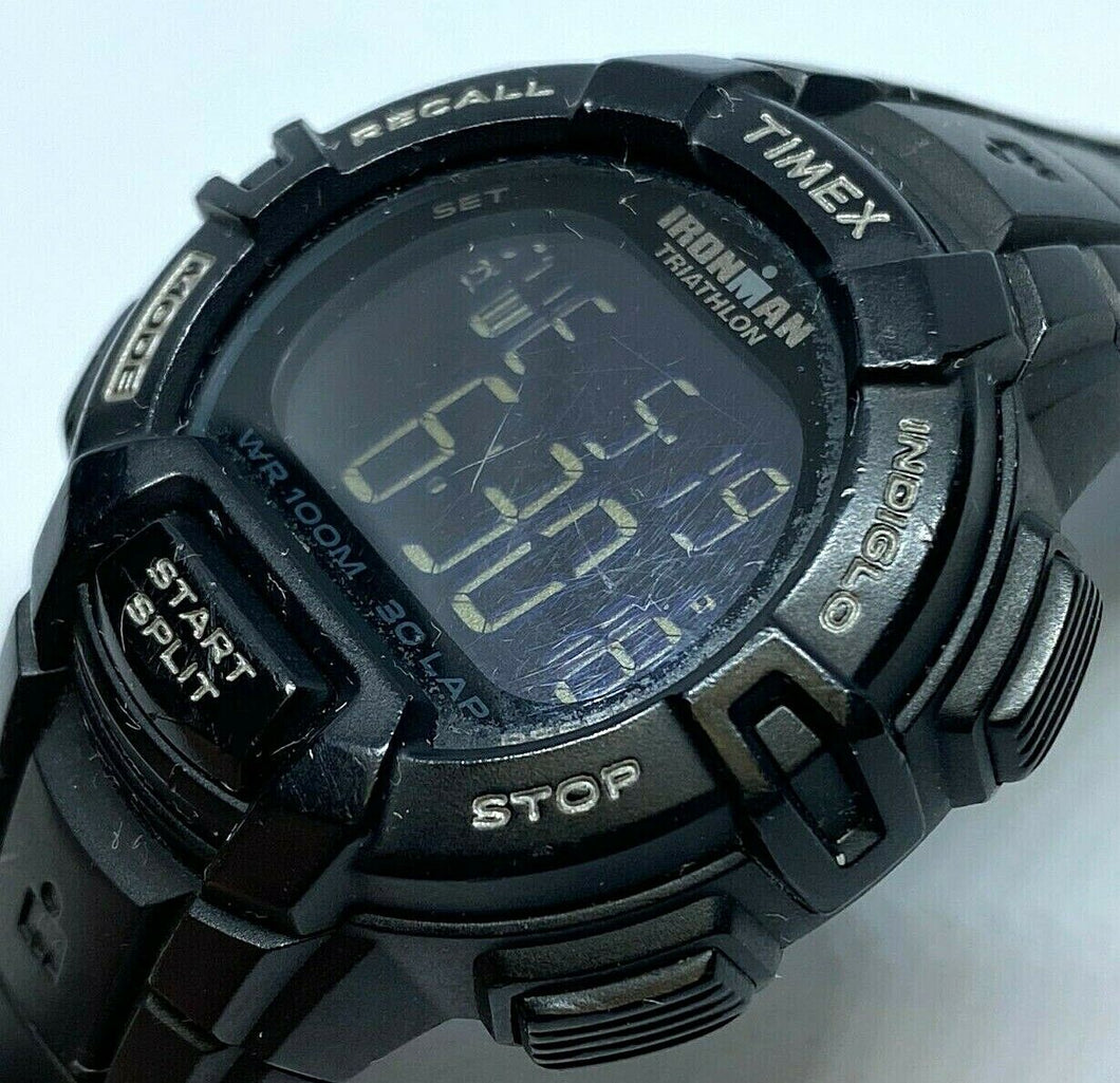 Timex Ironman Men 100m Reverse LCD Black Digital Alarm Chrono Watch Hour~New Bat