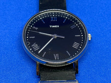 Load image into Gallery viewer, Timex Mens Silver Black Leather NATO Roman Analog Quartz Watch Hours~New Battery

