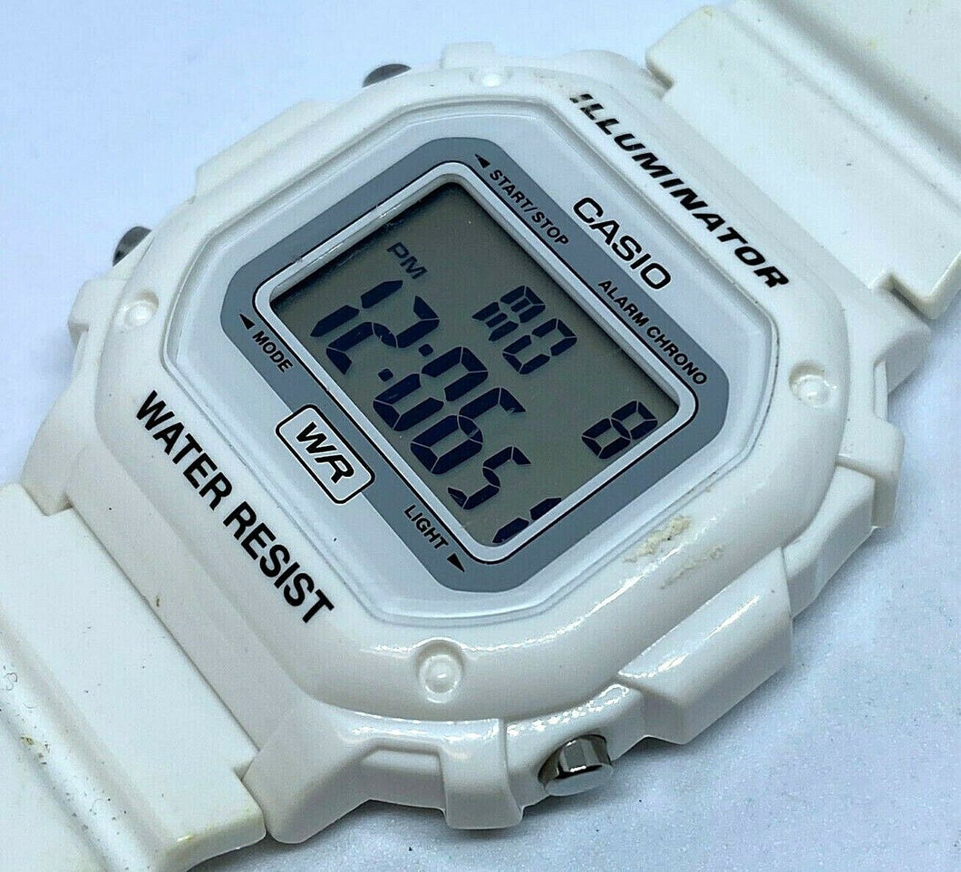 Casio F-108WHC Men All White Digital Alarm Chrono Quartz Watch Hours~New Battery