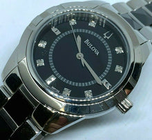 Load image into Gallery viewer, Unused Bulova 98P136 Men 8 Real Diamonds Silver Black Quartz Watch Hour~New Batt
