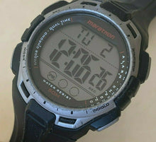 Load image into Gallery viewer, Marathon Timex Men 50m Black Silver Digital Alarm Chrono Watch Hours~New Battery
