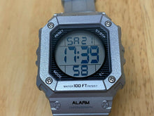 Load image into Gallery viewer, E. Gluck Mens 30m silver Square Digital Alarm Chrono Watch Hours~New Battery
